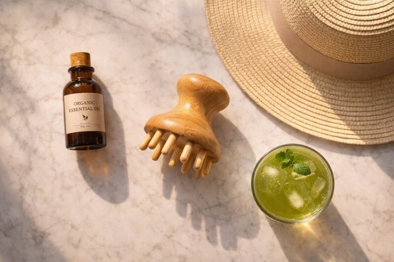 bottle of organic essential oil