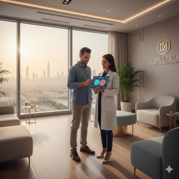 dermatologist in a white coat